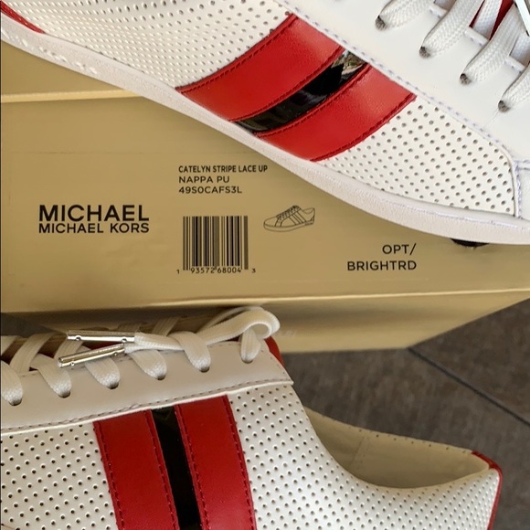 MICHAEL KORS CATELYN STRIPE LACE UP NAPPA PU OPT/B - Picture 6 of 16